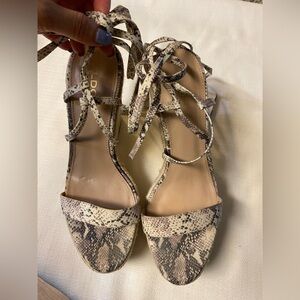 Aldo White and Tan Wedges with Strappy Design size 8.5